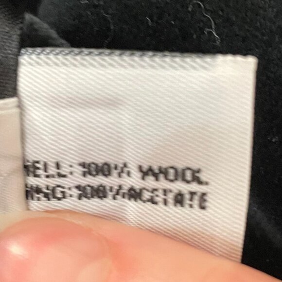 EUC Vintage 100% Wool Velvet Trim Overcoat Black tag 10, M-L fit - Picture 6 of 7